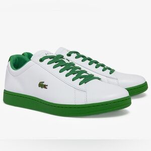 Lacoste Men's Hydez Leather Sneakers SIZE 12  Green and White